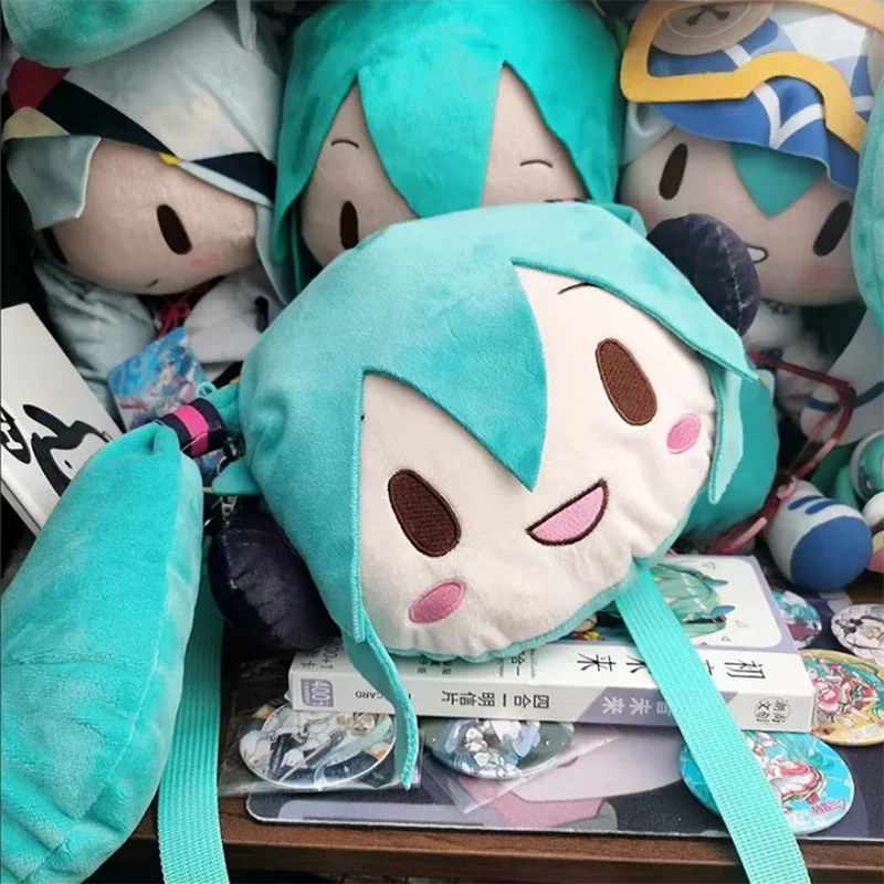 2024 Hatsune Miku Bag Anime Cartoon Cute Soft Smile Storage piccola borsa per il dolore peluche una borsa a tracolla raccogliere ornamento bambola