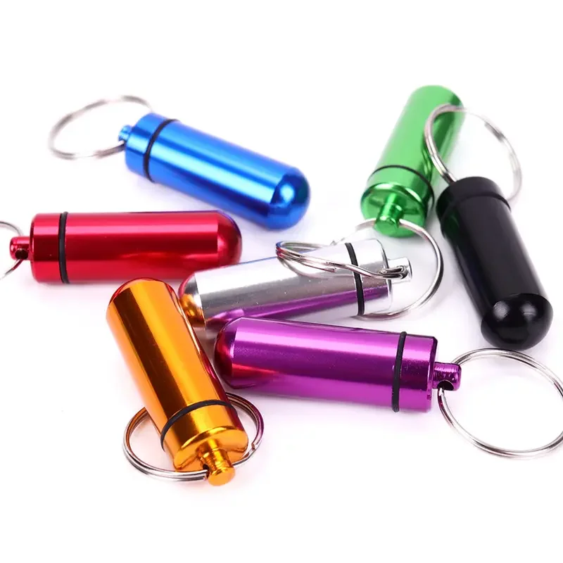 Portable Mini Travel Pill Medicine Box Case Waterproof Container Keychain Capsule Bottle Key Ring Chain First Aid Medicine Box