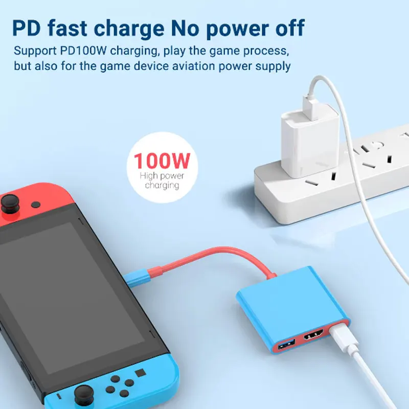 محمول 3 في 1 4k/60hz 4k/30hz لنينتندو سويتش 1/2 محطة إرساء TYPE-C Hub مع منافذ USB 3.0 وشحن HDMI 100W PD #3