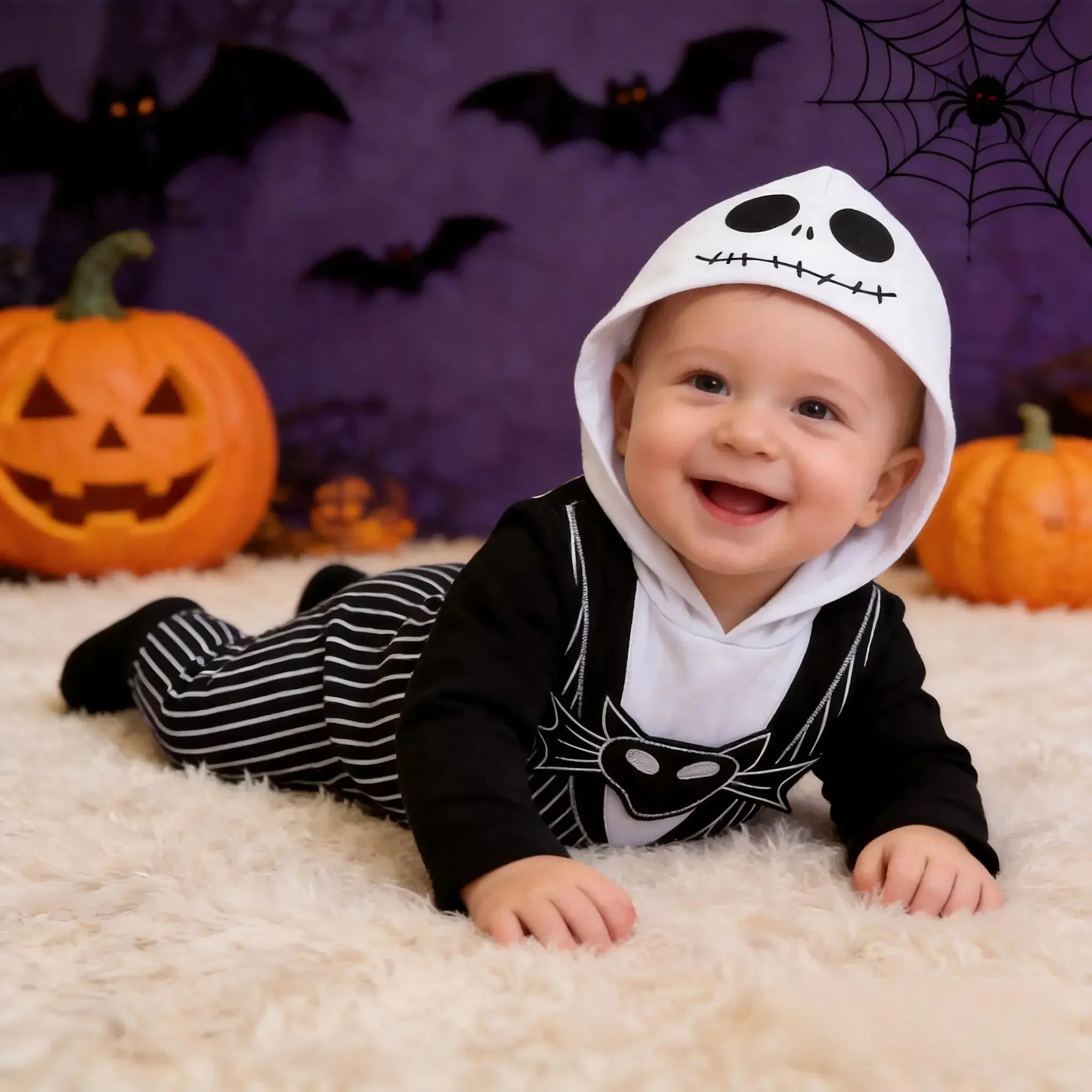 Kinderkostüm für Halloween-Rollenspiele Höhlenmensch-Steinzeit-Kostüm Totenkopf-Overall Knochen-Accessoires für Party-Aufführungen – Detail 3