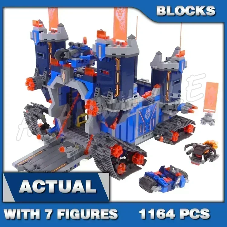 1164pcs Nexoes Knights 2in1 Battle Rolling Castle The Fortrex Headquarters 10490 Building Blocks Set Compatible with Model