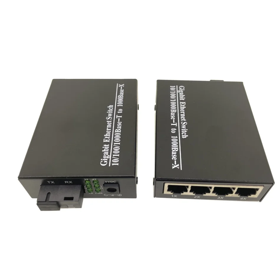 Gigabit Media Converter 4 RJ45 1 SC port Fiber Optic  1G4E Media Converter Single Module Ethernet Gigabit Single Mode