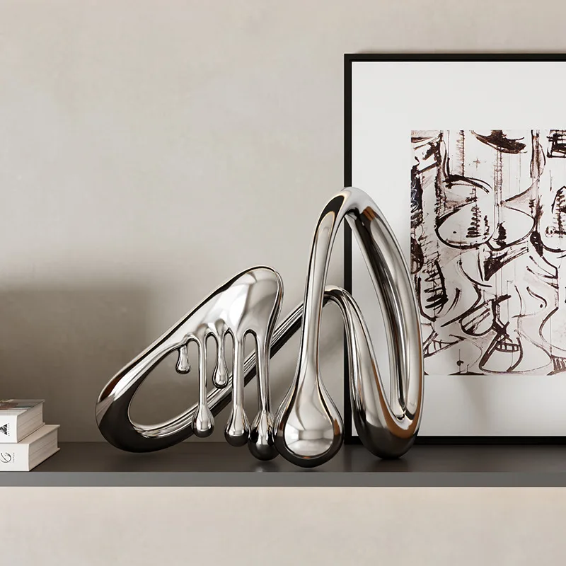 Modern simple and high-end model room study, bookcase decoration, office and living room combination