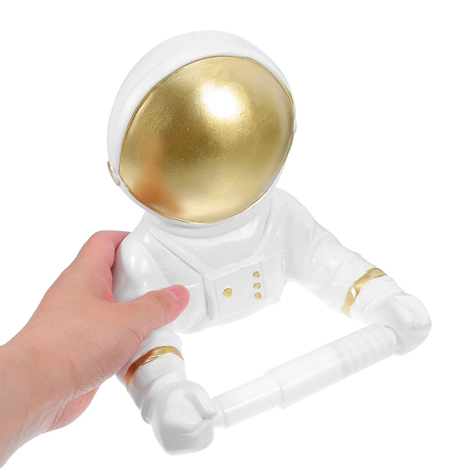 

Astronaut Tissue Holder Metal Stand Roll Paper Shelf Decorative Bathroom Accessory Lightweight Punch Free Flat Surface Hotel