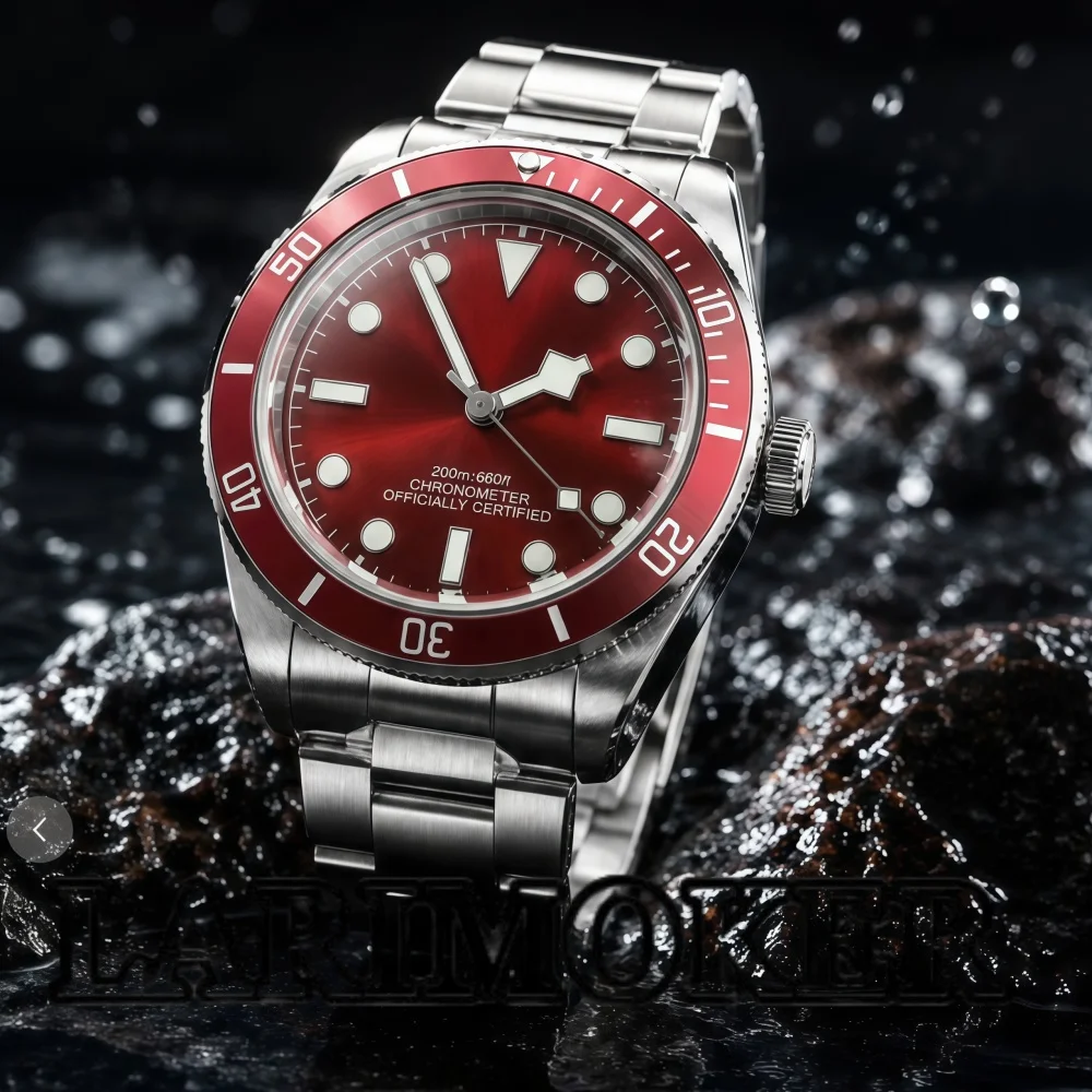 

LARIMOKER 39mm Luxury Red Dive Watch Men Automatic Mechanical NH35 Sapphire Crystal 100M Waterproof Luminous Wristwatch