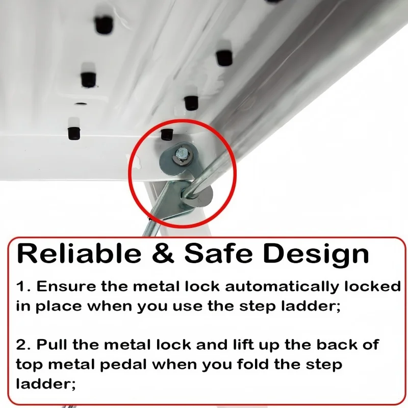 مقعد فولاذي قابل للطي بخطوتين قابل للطي ومضاد للانزلاق، سلم أمان محمول خفيف الوزن للمطبخ المنزلي