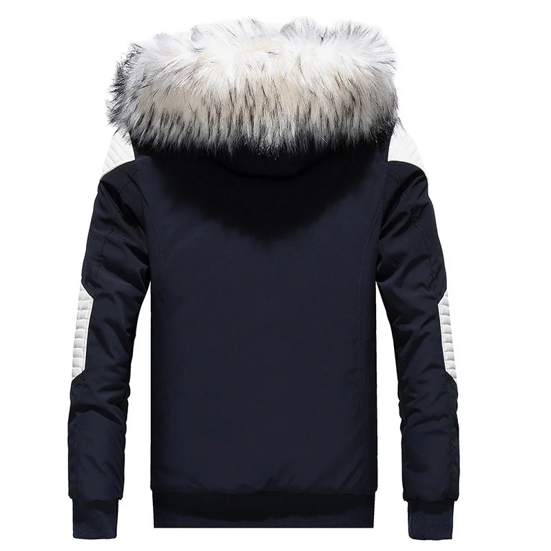 Jaqueta de parka de bolso múltiplo masculina, casaco com capuz de pele, puffer grosso, casacos quentes, outwear casual, outono, inverno