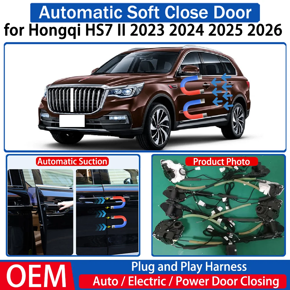 ZJCGO for Hongqi HS7 II 2023 2024 2025 2026 Car OEM Automatic Soft Close Door Electric Suction Kit Auto Power Closing System