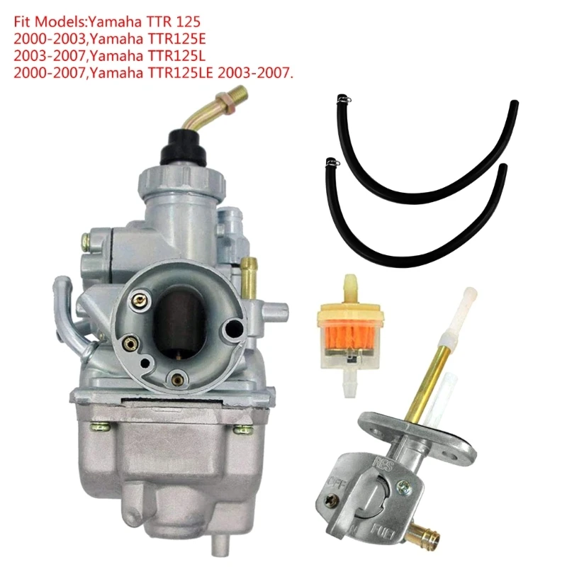 TTR125 Bộ Chế Hòa Khí + Nhiên Liệu Công Tắc Van Petcock Cho Yamahae TTR125 TTR-125 Carb Bộ Chế Hòa Khí 2000-2007 Yamahae Xe Máy TTR125LE
