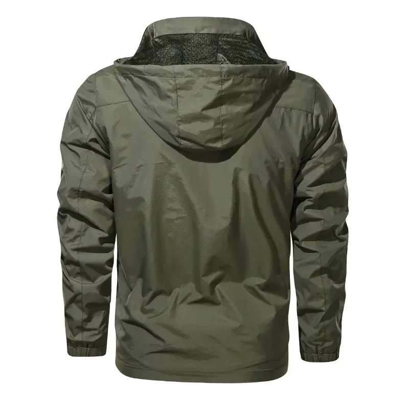 Spring Autumn Men's Windbreaker Men Outdoor Waterproof Tactical Jacket Men Climbing Camping Hooded Coats Mens Rain Coat Clothing
