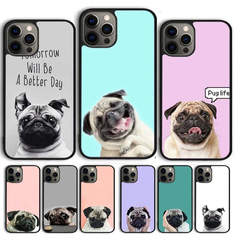 CUTE PUPPY PUG DOG MOPS Phone Case Cover For iPhone 16 15 14 11 13 Pro Max 12 mini Plus X XS Max XR Cover Coque