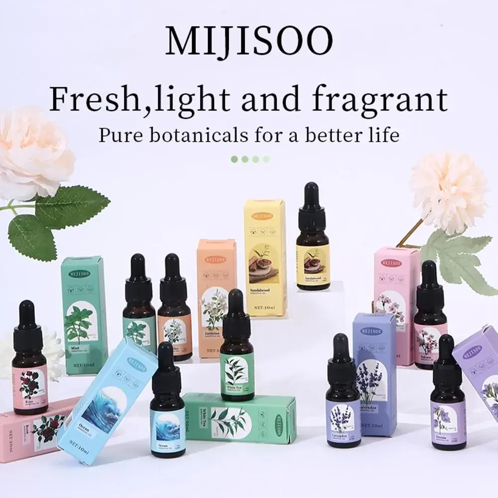 10ml Aromatherapy Essential Oil Diffuser Rose Lavender Natural Fragrance Car Perfume For Air Humidifier Home Auto Fragrance