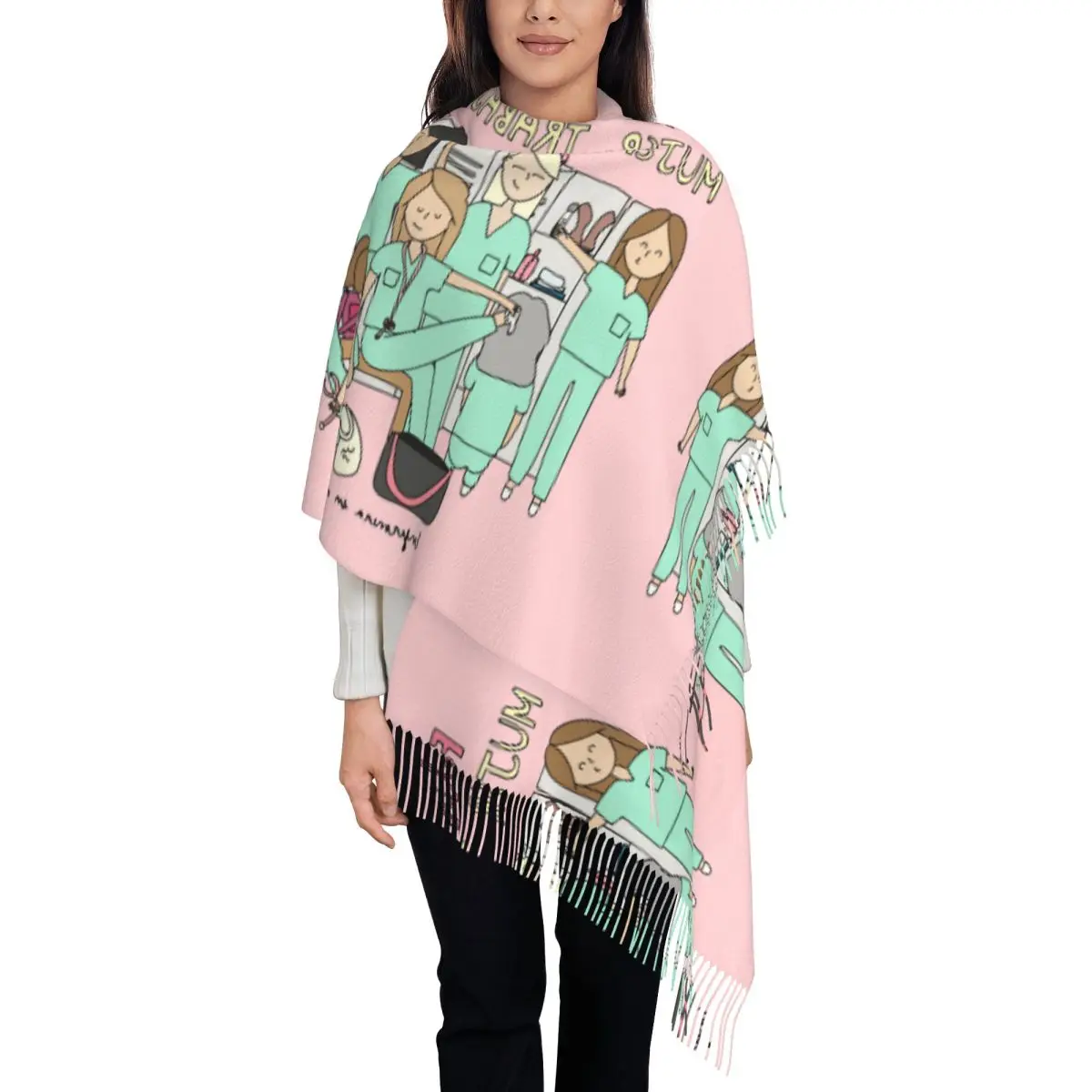 

Персонализированный принт с героями мультфильмов, женский шарф с принтом медсестры и доктора, мужские и женские зимние теплые шарфы, шали, накидки