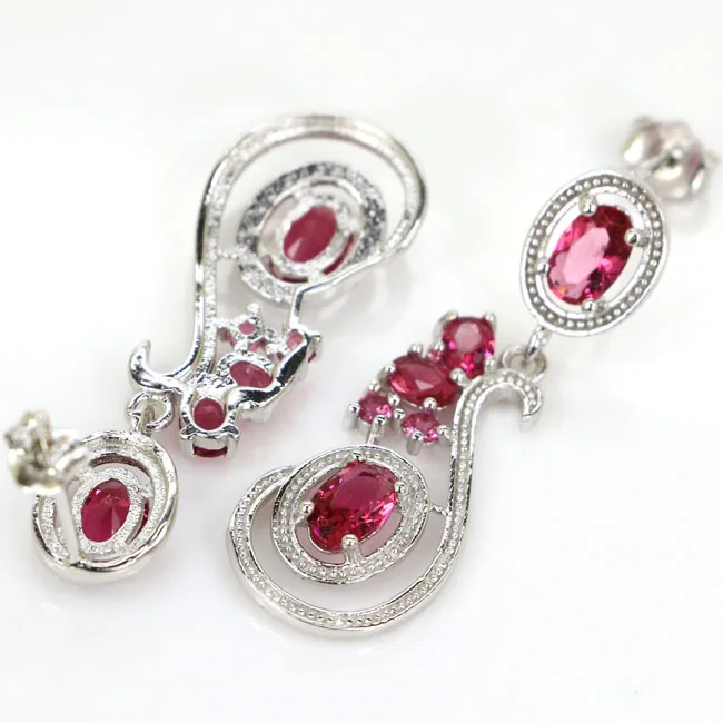 925 Solid Sterling Silver Earrings 35x12mm Jazaz 4.3g Rich Blue Aquamarine Rhodolite Garnet Green Peridot Violet Tanzanite