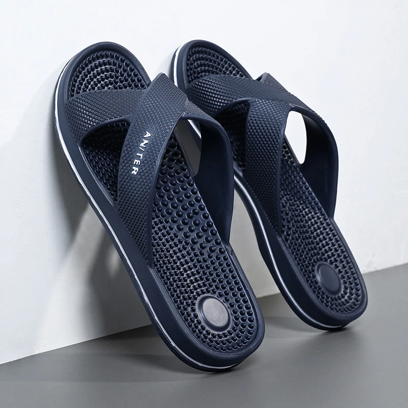 

Massage Bathroom Anti Slip Slippers Men's EVA Slide Slippers Comfortable Non-Slip Indoor/Outdoor House Big Size Shoes 47 48