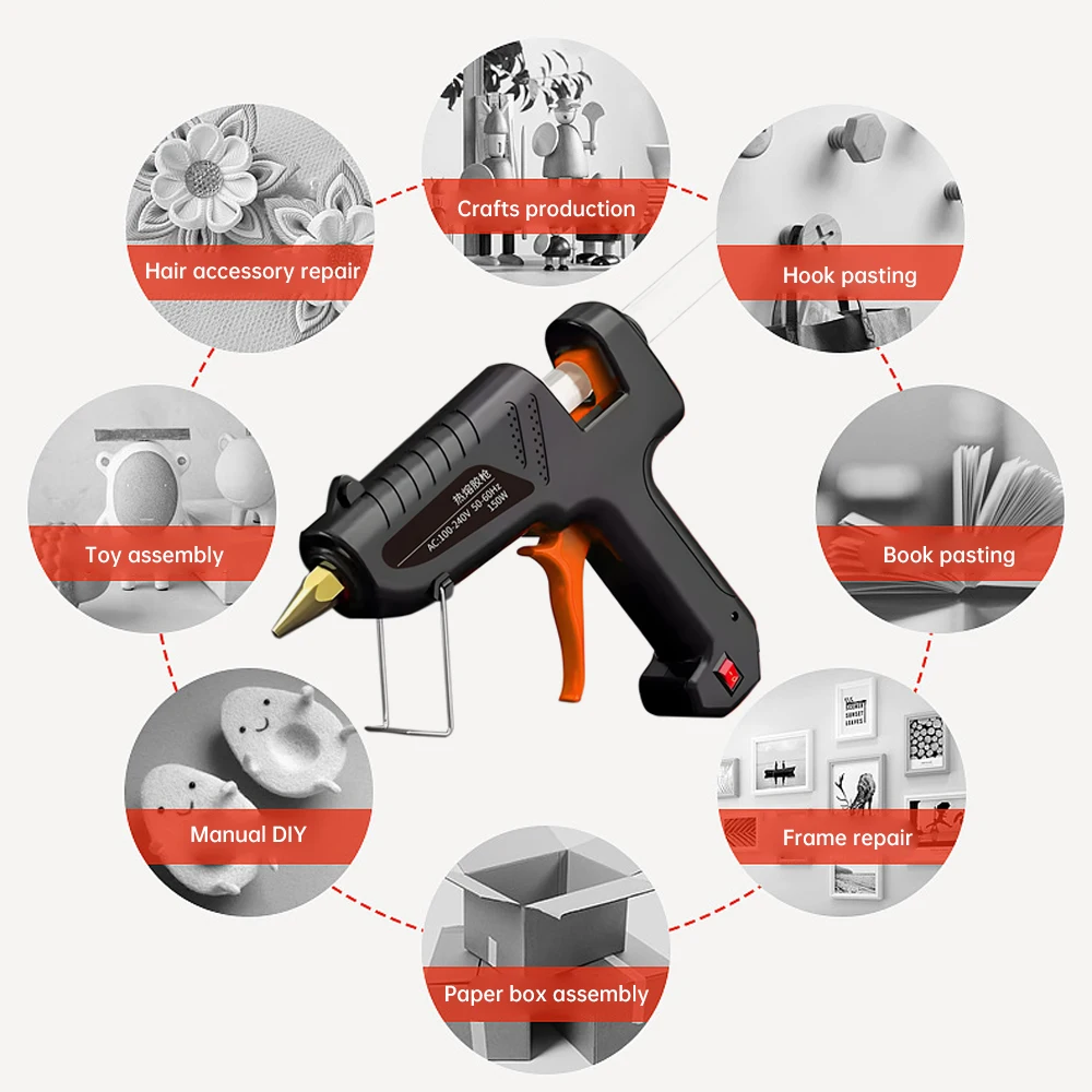 Pistola de pegamento de fusión en caliente de 150W, barras de pegamento de 11mm, pistolas industriales, temperatura de calor, herramienta de reparación eléctrica, pistola de pegamento electrotérmico DIY