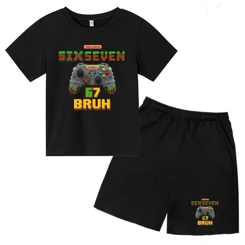 

Kids Cool Summer Game Number Six Seven Print T-shirt 3-12Years Clothes Cartoon Short-sleeved+Shorts Boys Girls Sports Casual Set