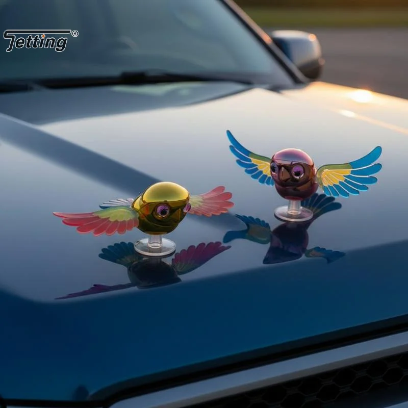 1/2 Pcs Car Flying Bird Ornament With Automatic Moving Wings Bright Colorful Design For Exterior Car Decoration Road Trips