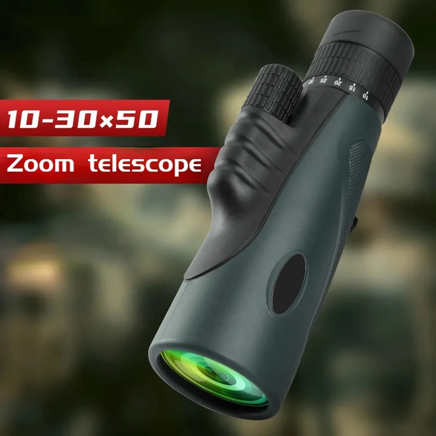 

10-30x50 Zoom HD Telescope Monocular Powerful Long Range with Tripod Cell Phone Clip for Camping Bird Watching Hunting Binocular