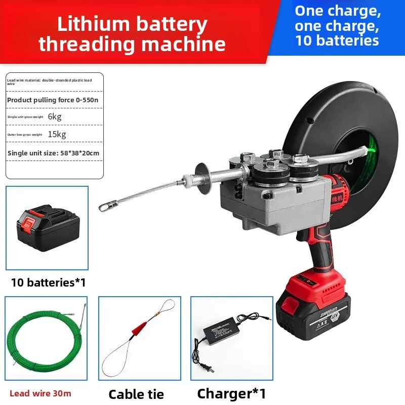 Professionele lithium-accu-aangedreven trekmachine met multifunctionele mogelijkheden voor het trekken, plaatsen en verbinden van elektrische draden.
