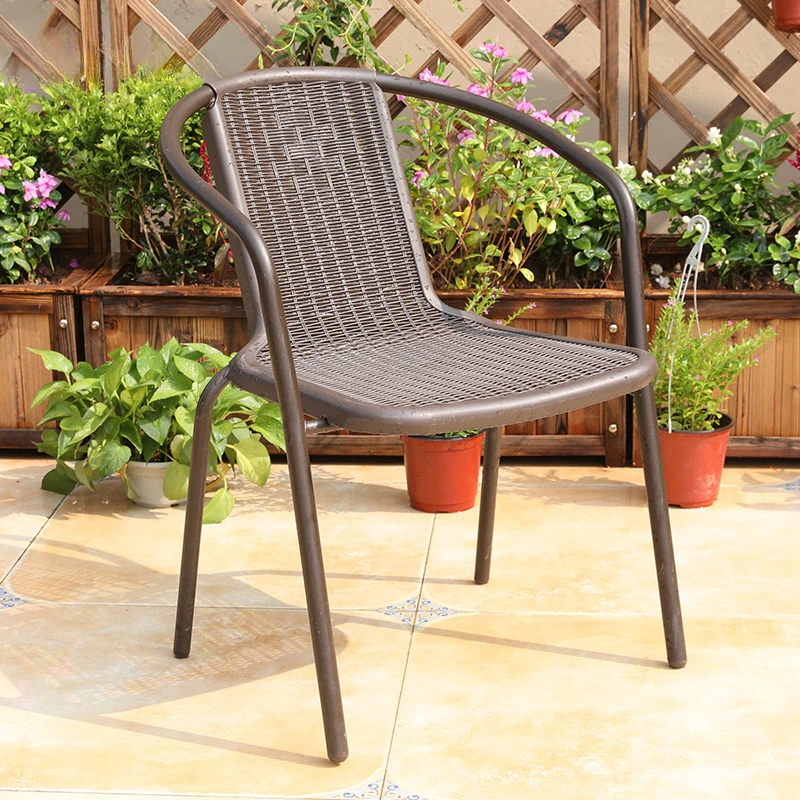 

Black Modern Garden Chairs Comfortable Pvc Plastic Back Waterproof Garden Chairs Lazy Armrest Sillas Outdoor Patio Furniture