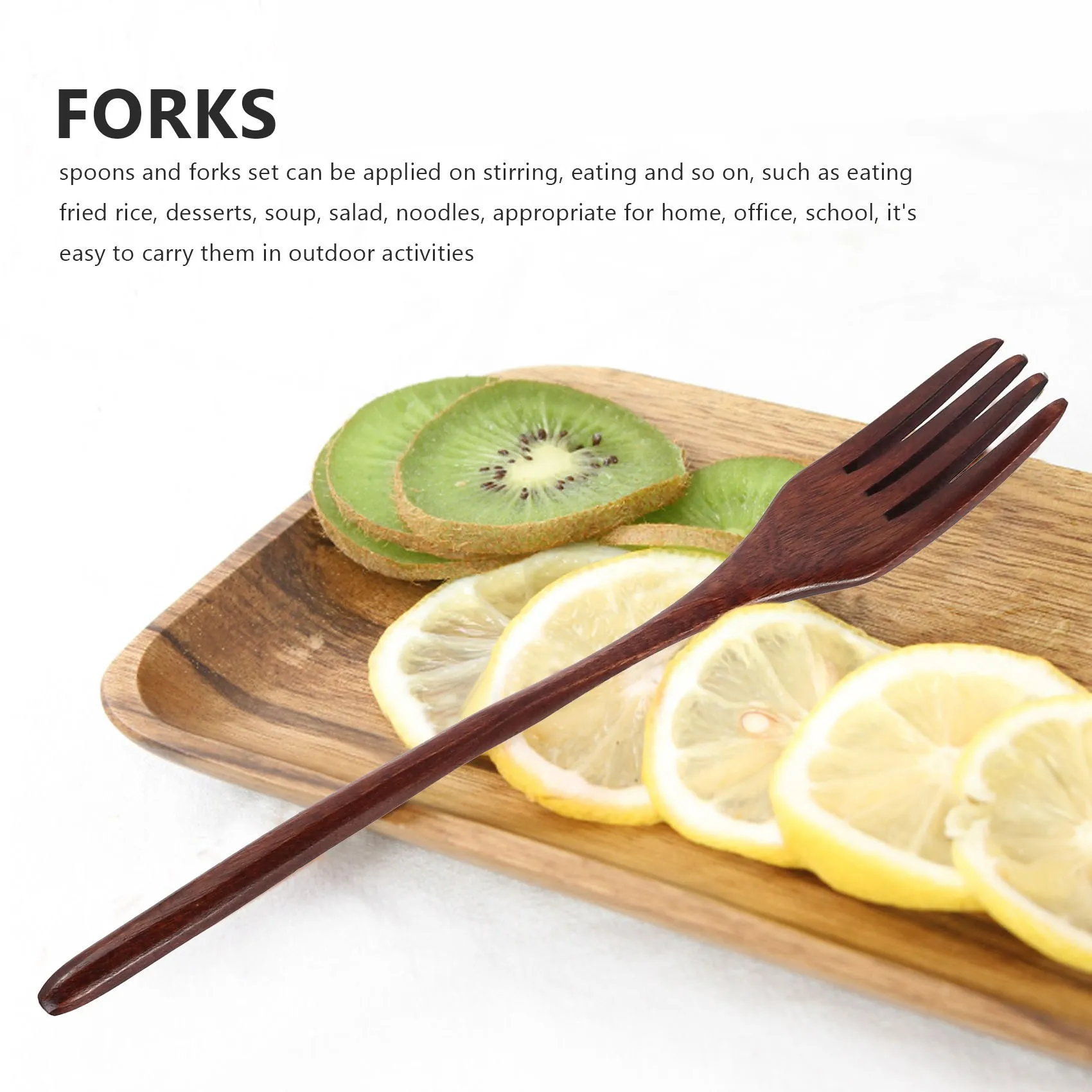 ABNP 10 pièces cuillères fourchettes en bois ensemble d'ustensiles en bois ensemble de couverts en bois naturel réutilisable pour la cuisson remuant manger