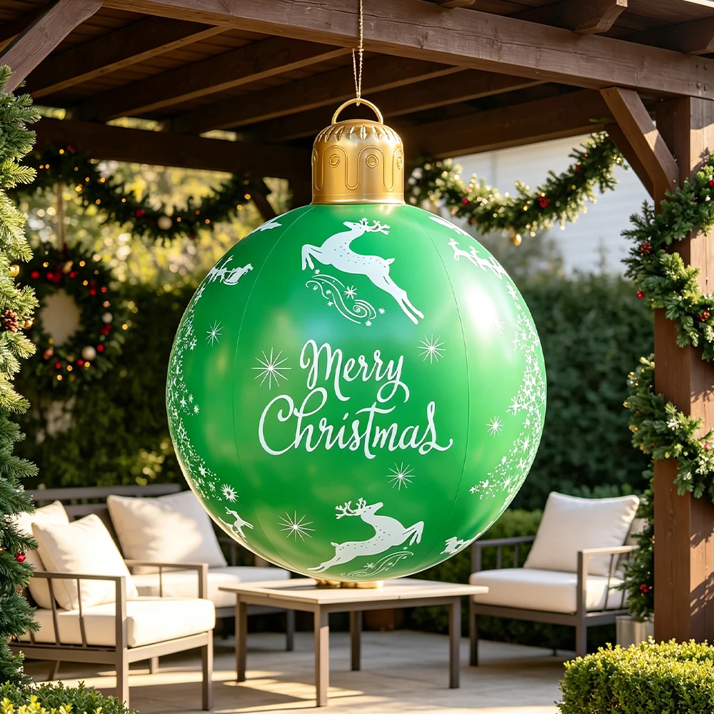 1 Inflatable Christmas Ball, PVC Inflatable Decorative Ball Christmas Holiday New Year Party Decoration Christmas Gift