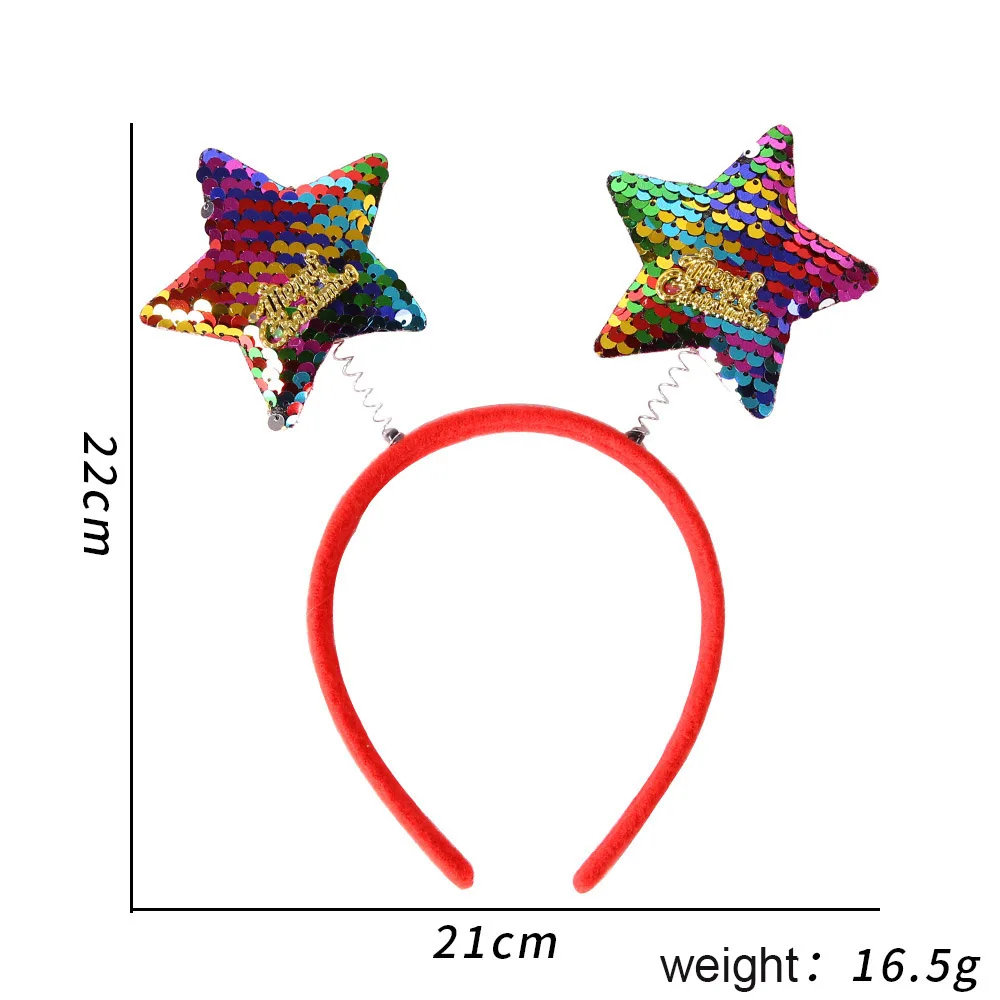 عصابة رأس قرن الوعل الرنة لعيد الميلاد - غطاء رأس بلاستيكي على شكل نجمة للأطفال - زخرفة احتفالية - لوازم تزيين حفلات عيد الميلاد الأساسية
