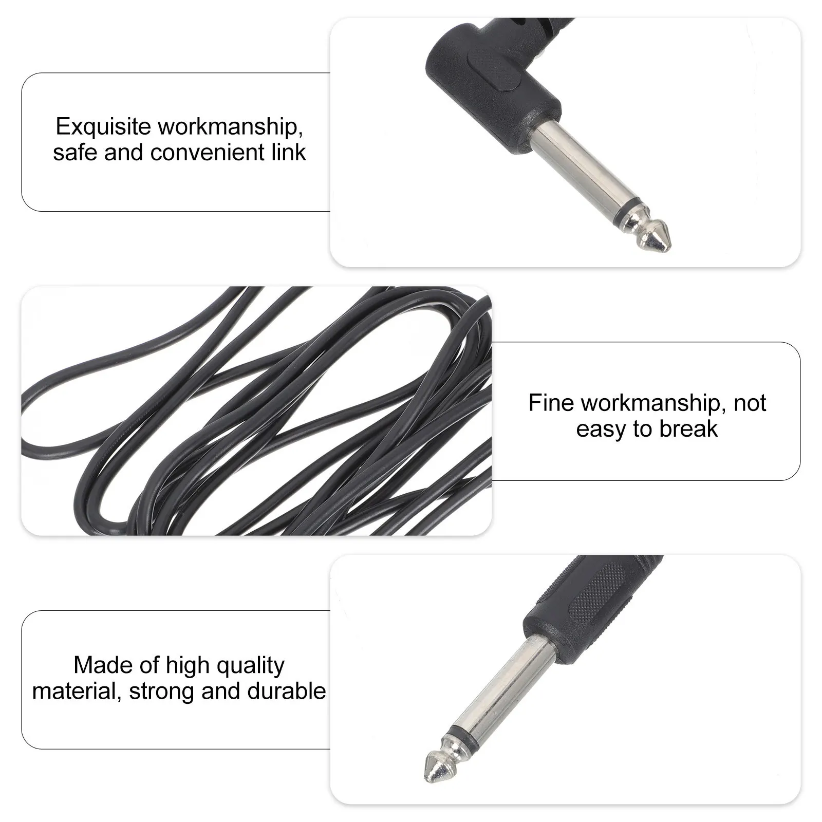 

3Pcs Audio Cable 6.35mm Guitar Connector Cable Professional Speaker Connection Wire Electric Guitar Accessory Audio Wire