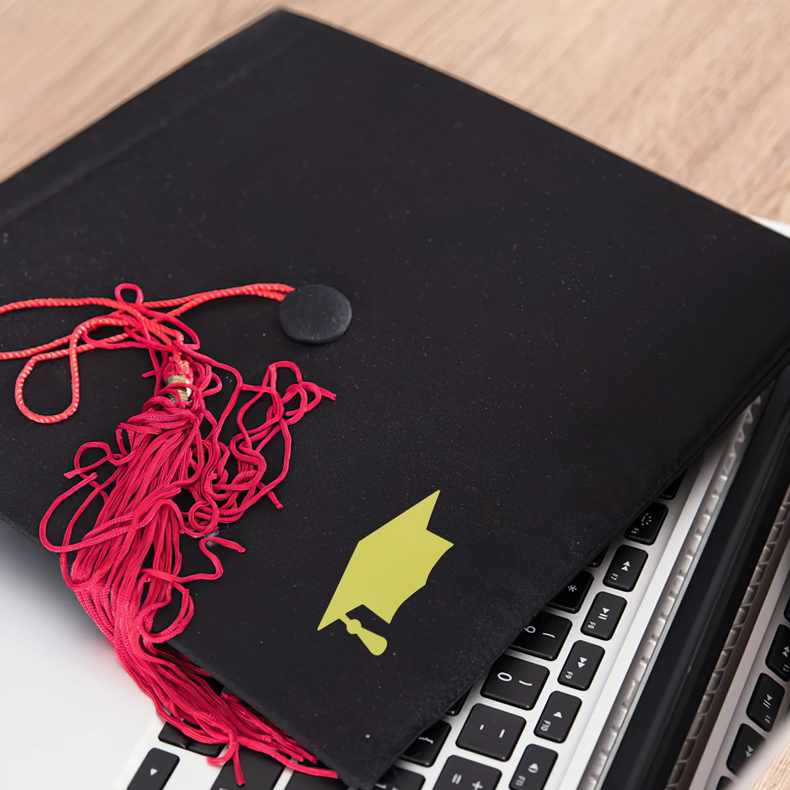 

10 Sheets Graduation Cap Stickers Golden Doctoral Hat Self-Adhesive Labels Grad Party Favors High School College Celebration