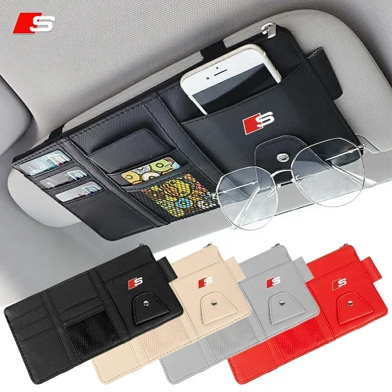 

Car Sun Visor Storage Card Bag Glasses Clip Phone Holder For Audi Sline A3 A4 A6 A5 Q5 A1 Q7 Q3 Q2 Q8 A7 A8 TT S1 SQ5 RSQ3 A8L