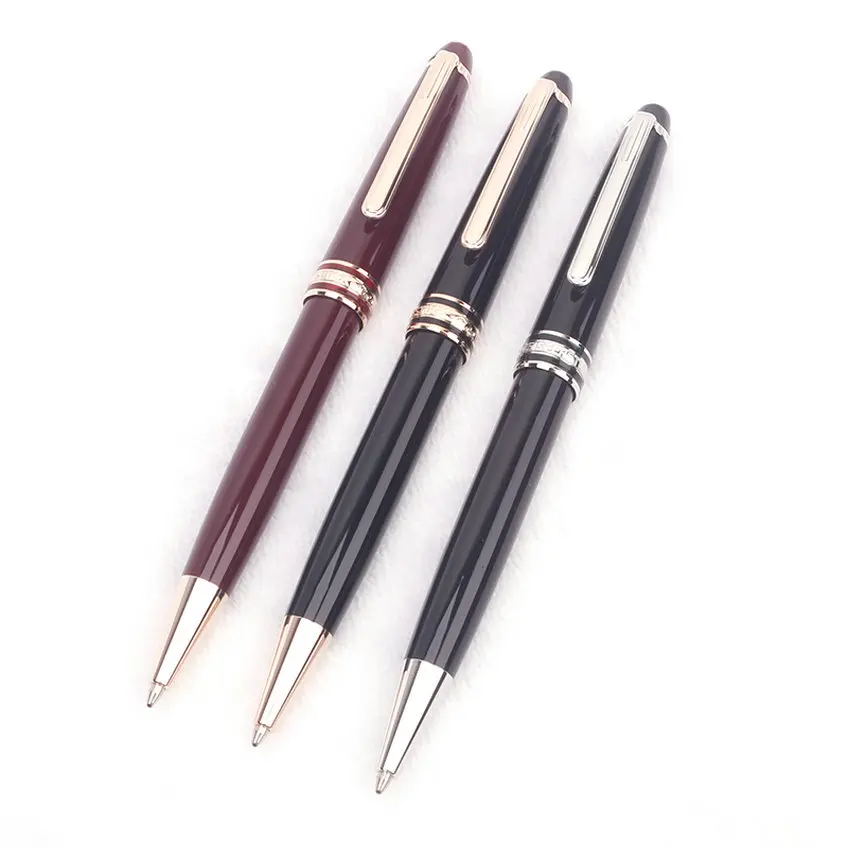 High Quality MB 163 145 149 Msk  Ballpoint Pen Luxury Black Resin Rollerball Fountain Pens Platinum Coated Inlay Serial Number