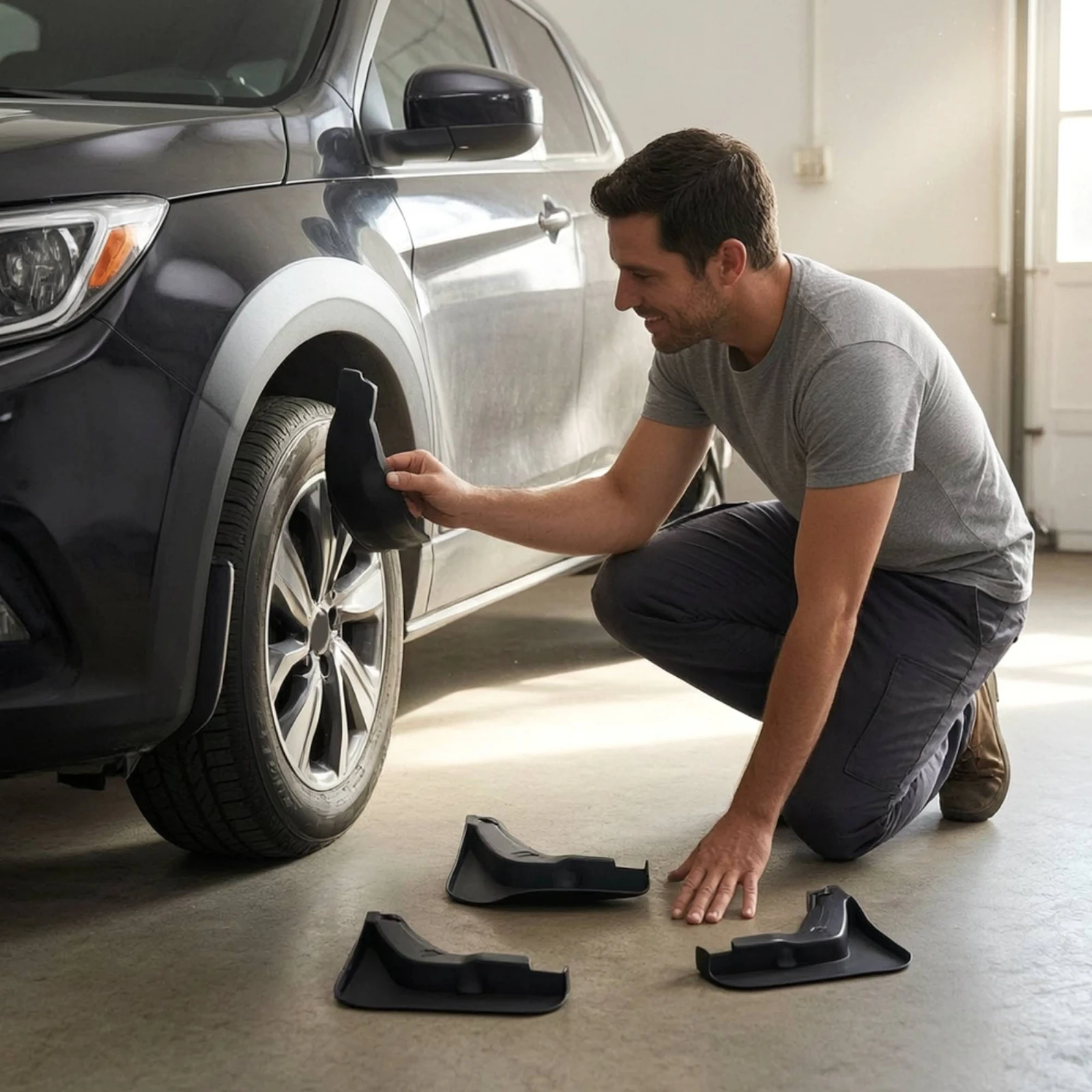 4 Pieces Wheel Arch Mudguard Long-Lasting Molded Splash Guard Mud Flaps Wear-Resistant Auto Parts Flexible for Road Protection