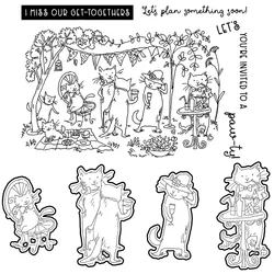 2022 July New Animal Cat Family Reunion Clear Stamps and Metal Cutting Dies Sets For DIY Making Word Greeting Card Scrapbooking