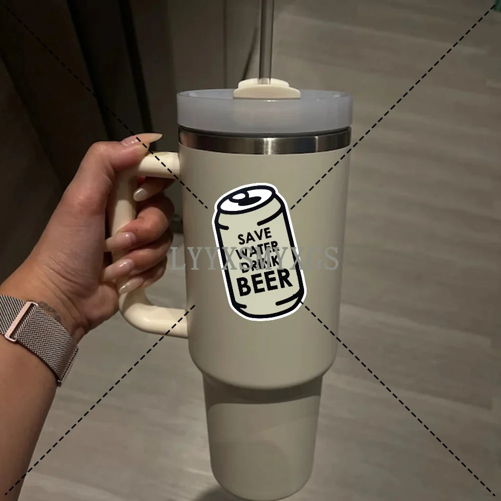 Personality Custom Save Water Drink Beer Car Sticker Laptop Bumper Wall Truck Van Helmet Racing Camper Vinyl Decal PVC Wholesale