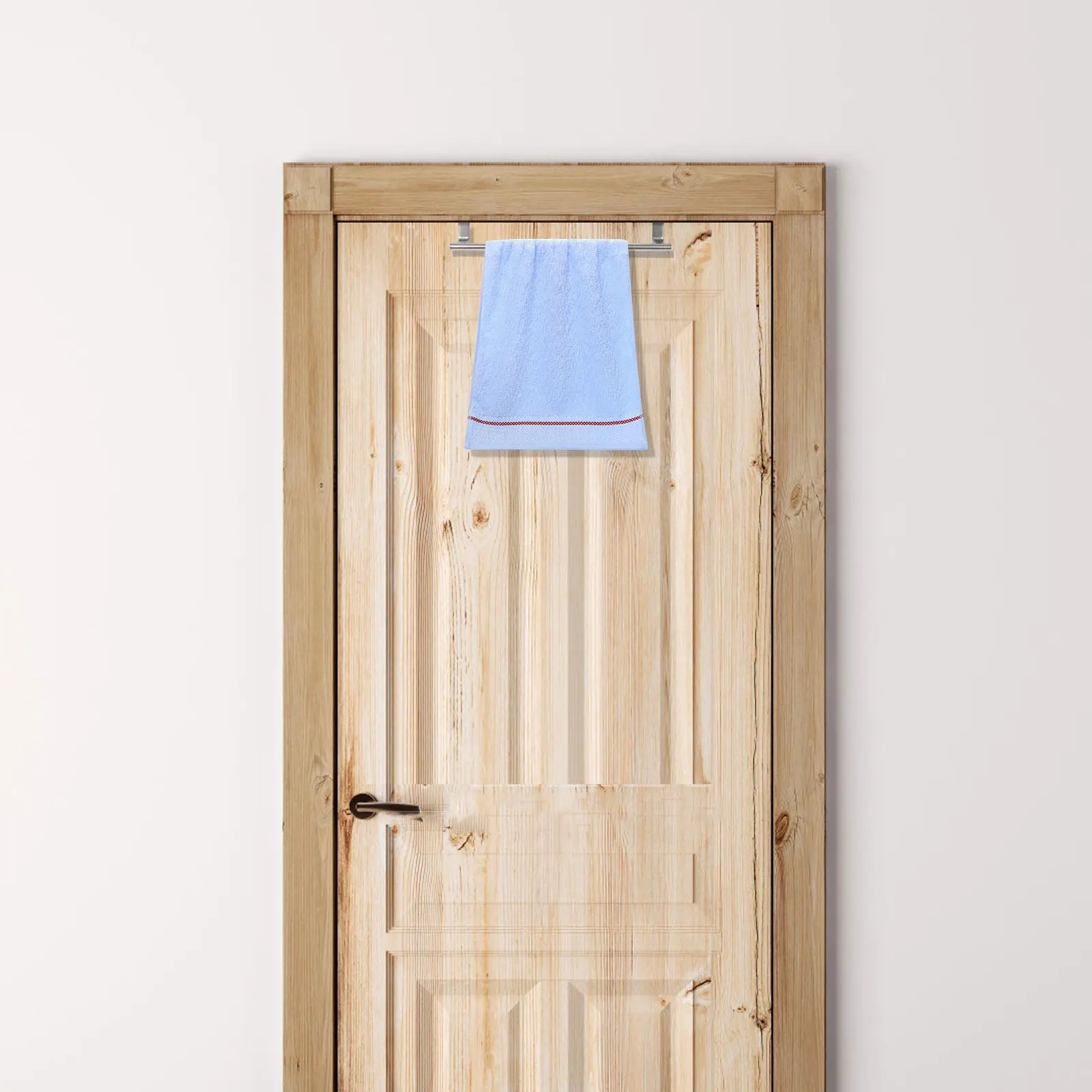 

2Pcs Stainless Steel Single Rod Towel Rack Kitchen Bathroom Door Mounted Storage Holder No Holes Easy Install Space Saving