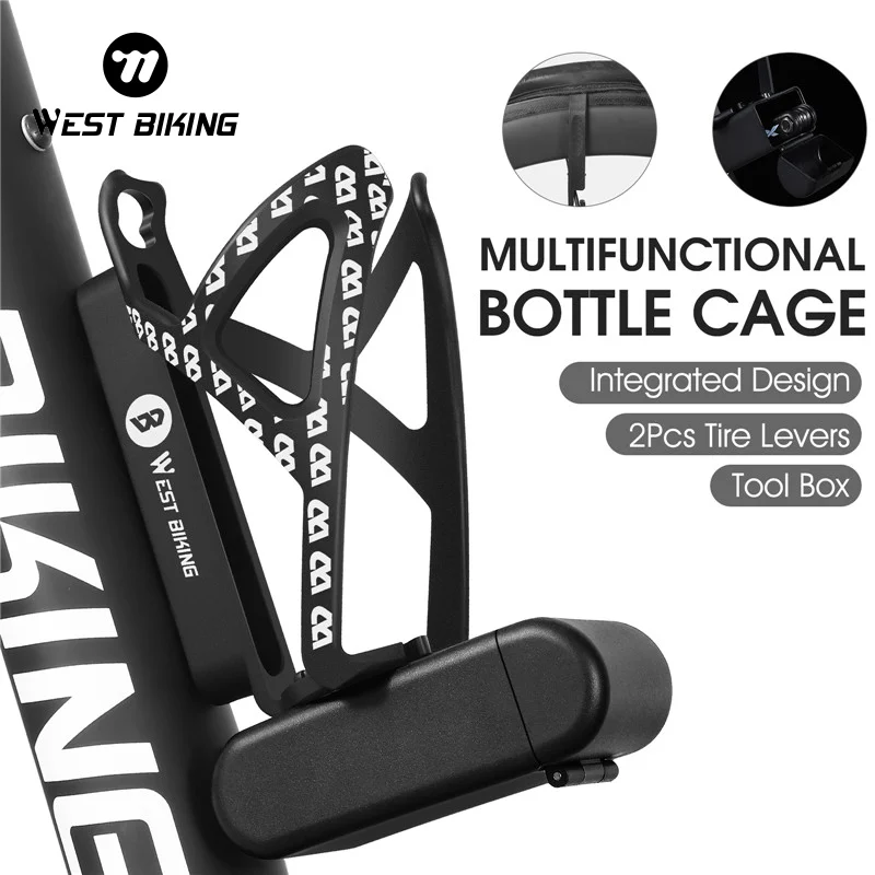 WEST BIKING Bicycle Bottle Holder 3 In 1 Multifunctional Bottle Cage With 2 Tire Levers MTB Road Bike Bracket Cycling Accessorie