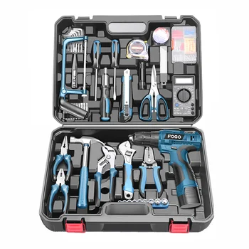 Household electric drill hand tool set hardware and electrical special maintenance multi-function wooden box 0025