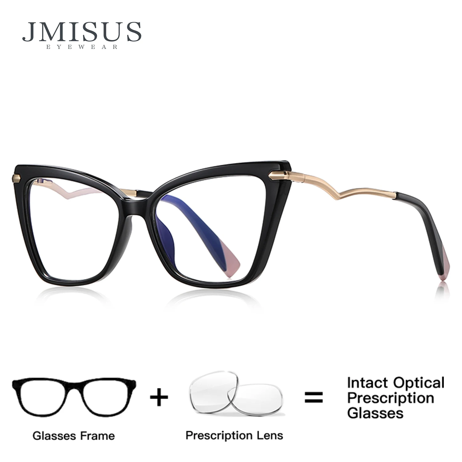 

JMISUS Computer Glasses Women Fashion Cat Eye Blue Light Filter Prescription Optical Lenses Myopia Correction for Daily Wear
