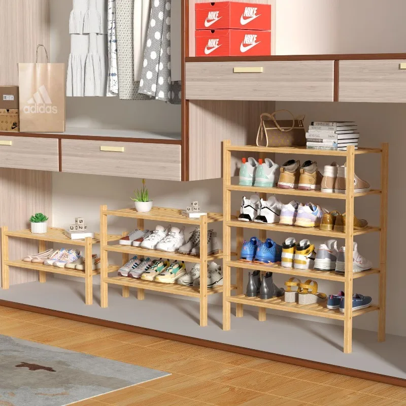 

Hot Sale Folding Shoe Rack Bamboo Stackable Storage Rack Space-saving Household Multi-layer Shelf