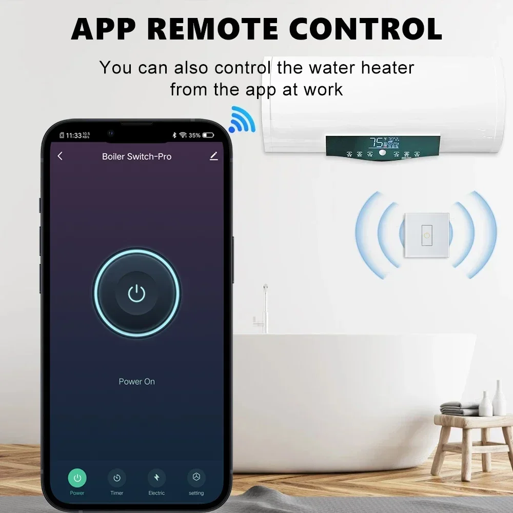 Smart Life 30A WiFi Switch for Boiler Water Heater App Control Power Monitor Overload Protection Works with Alexa Google Home