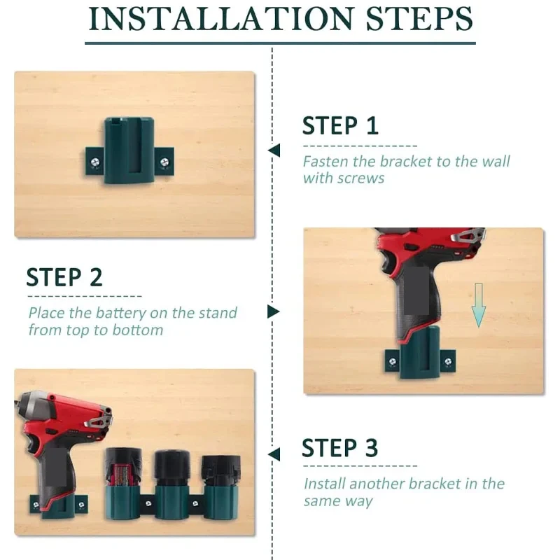 Battery Holder Tool Holder for Makita for Milwaukee for Bosch 10.8V 12V,Wall Mounted Battery Tool Storage Bracket Display Rack