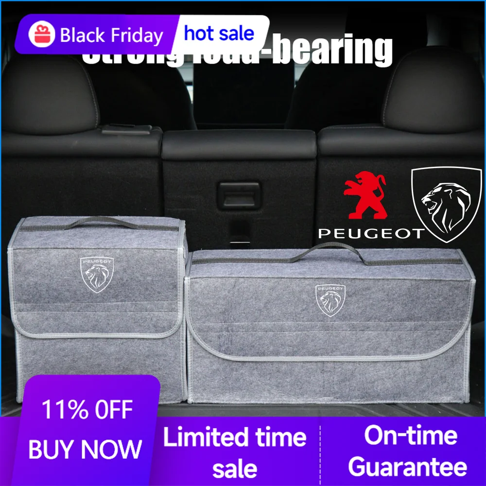 1PCS Foldable Car Trunk Storage Bag Auto Felt Cloth Storage Box Tools Accessories For PEUGEOT 206 207 208 307 308 2008 3008 4008