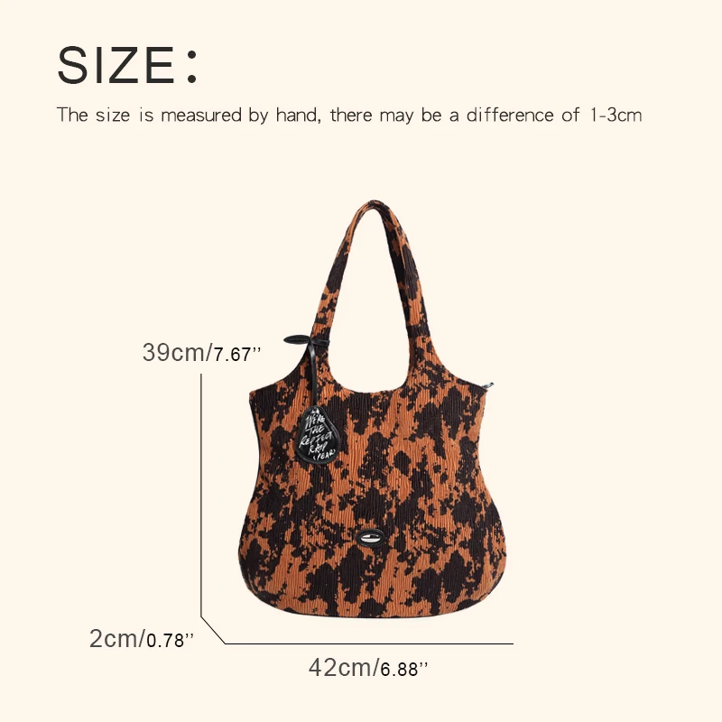 National Large Capacity Slim Tote Bags For Women Luxury Designer Handbags Purse 2024 New In Corduroy PU Printed Letters Shoulder