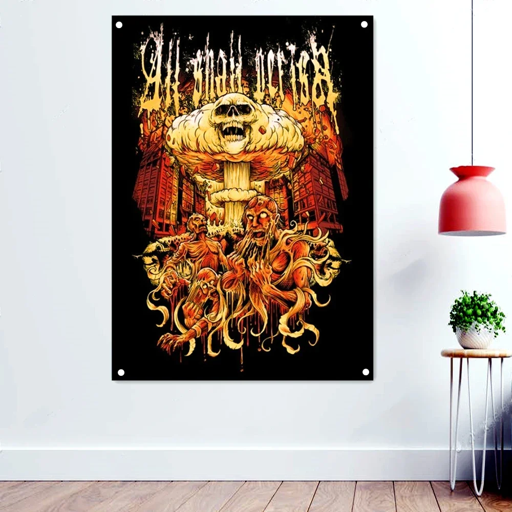 Death Metal Artist Poster Wallpaper Vintage Rock Band Music Banners Bloody disgusting Tattoos Art Flags Indoor Wall Decoration 3