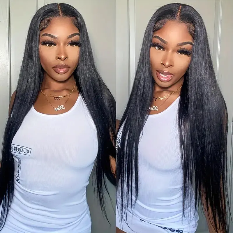 Rosabeauty 13x6 Straight 250 Density Nature Color Lace Front Wig Human Hair 30 40 Inch 13X4 Frontal 5X5 Glueless Wigs For Women