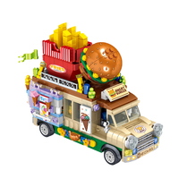 Creative Building Blocks Mini Car Ice Cream Truck Model Street View Series Best Gift For Girls