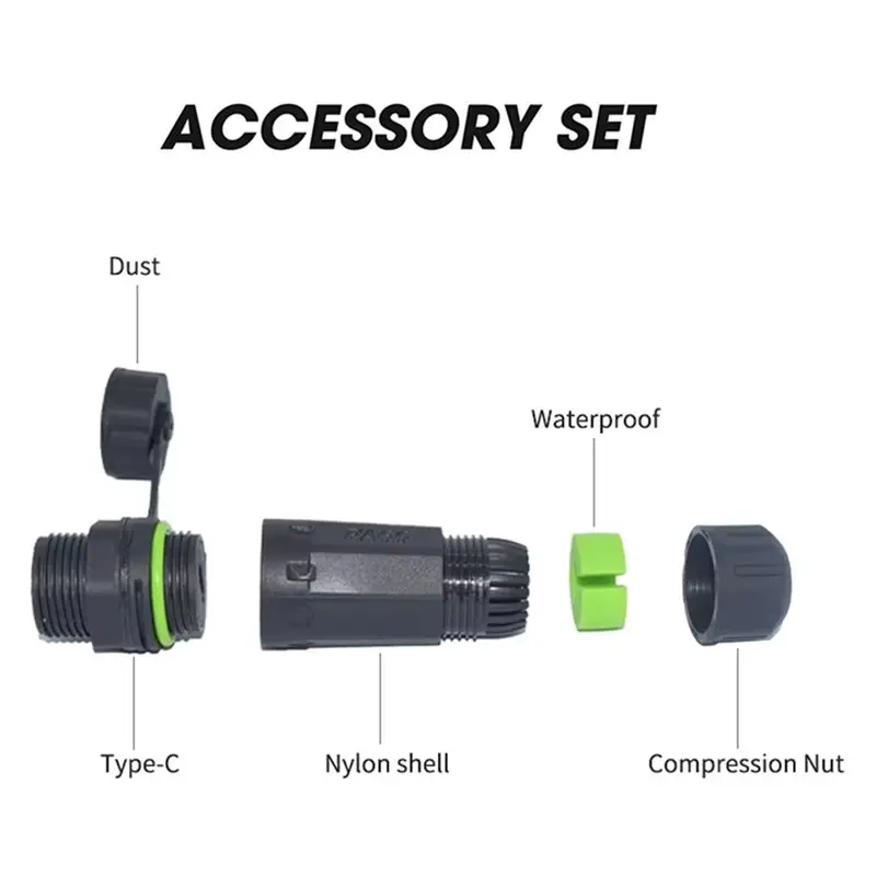 ABUG-For Outdoor Use M20 Type-C USB 3.1 Version 10Gbps IP68 Waterproof Single Port Straight Connector Mother Seat