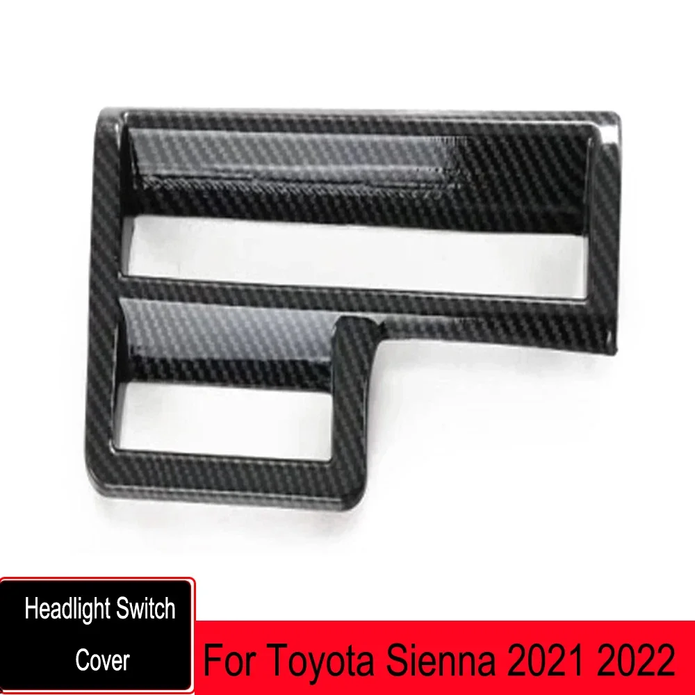 For Toyota Sienna 2021 2022 Carbon Fiber Wood  Car Innder Decoreation Headlight Switch Decorative Sequins Cover