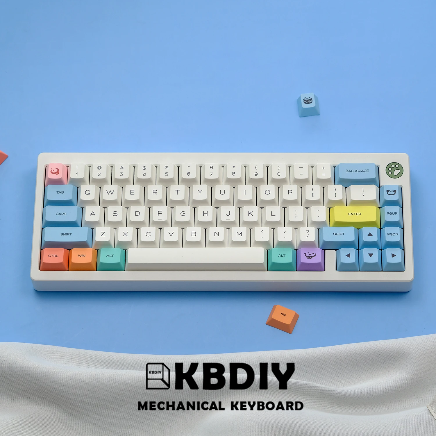 KBDiy 144 Keys Cap PBT Cherry Profile Pastel Chalk Keycaps for Mechanical Keyboard Cute Japanese Keycap Custom MX Switches ISO